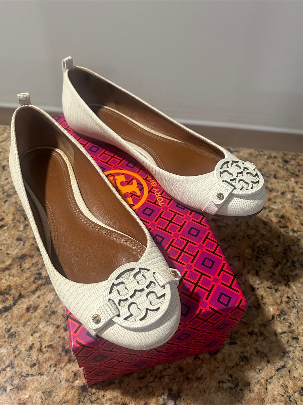 Tory Burch cream leather flats